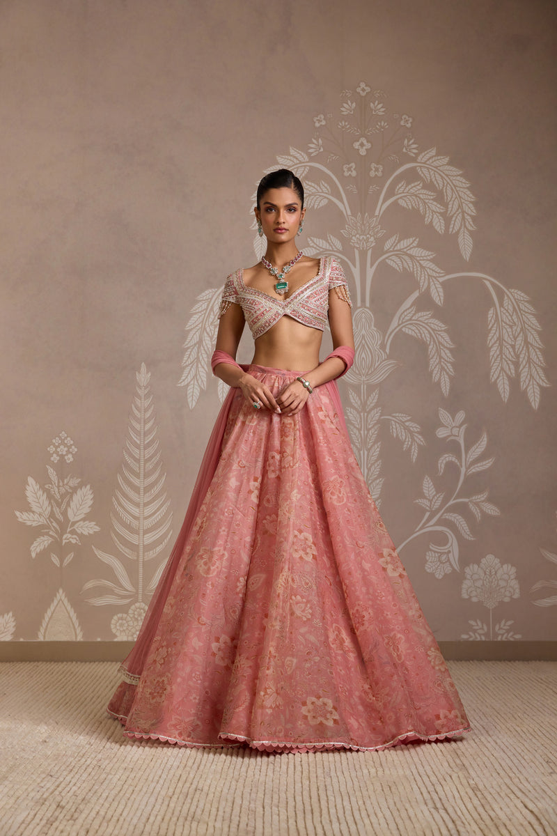CORAL PRINT LEHENGA SET