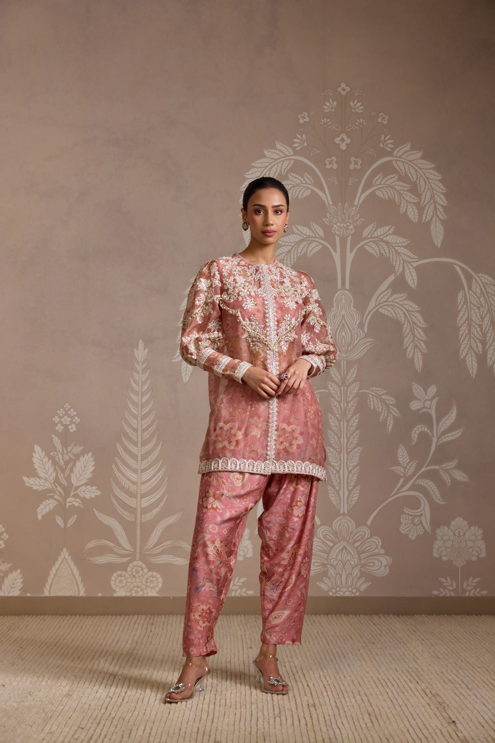 CORAL PRINT KURTA SET