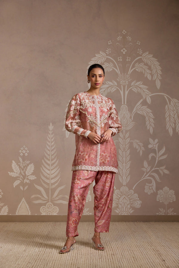 CORAL PRINT KURTA SET
