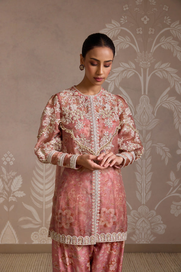 CORAL PRINT KURTA SET
