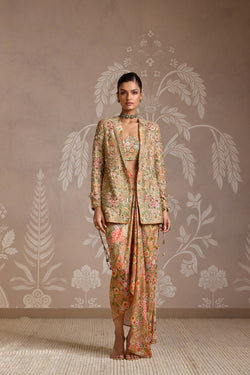 OLIVE GREEN PRINT JACKET SET