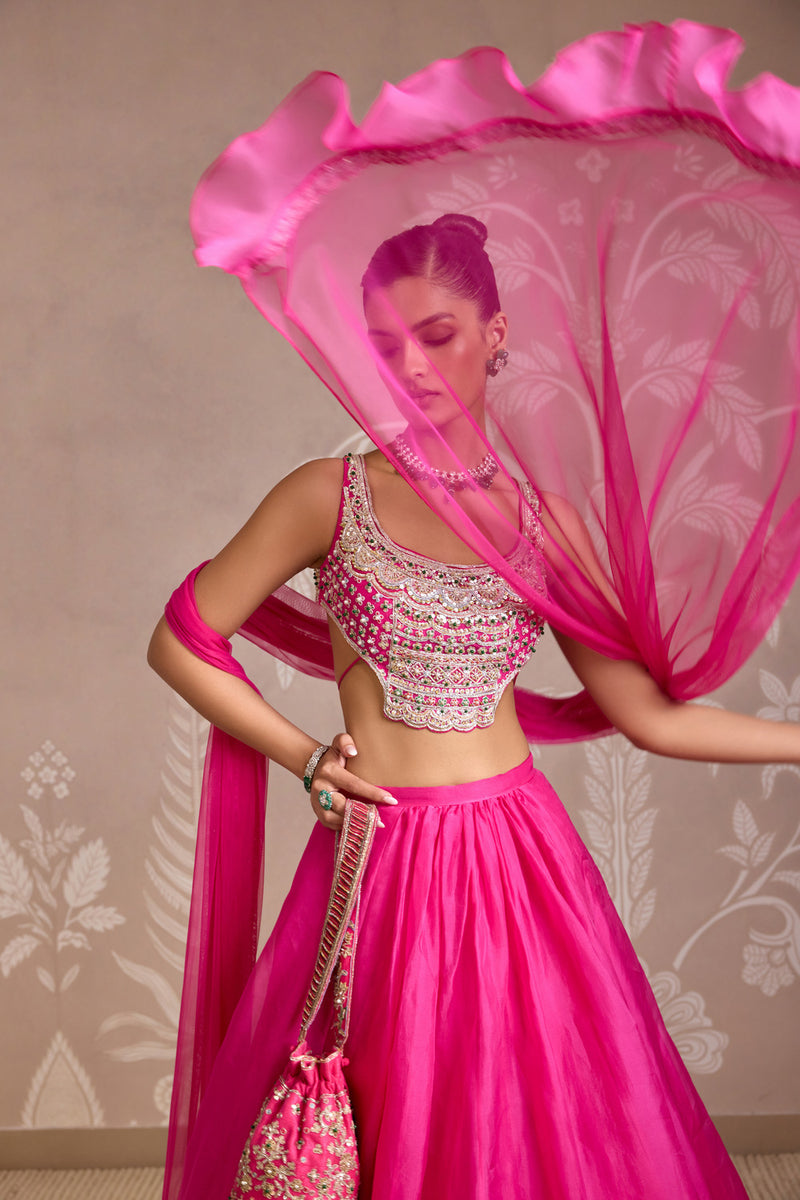 BRIGHT FUCSHIA LEHENGA SET