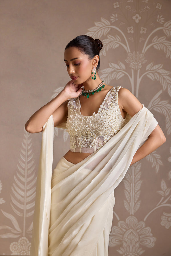 IVORY SAREE SET