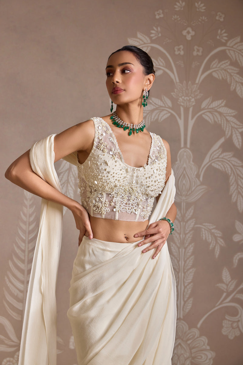 IVORY SAREE SET