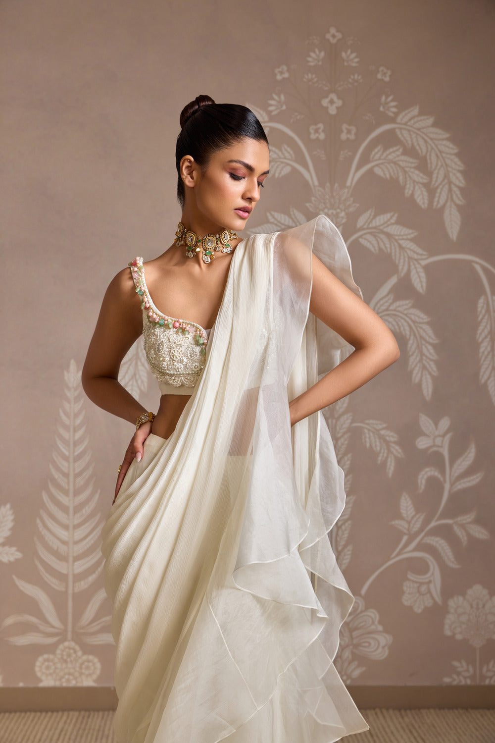 IVORY SAREE SET