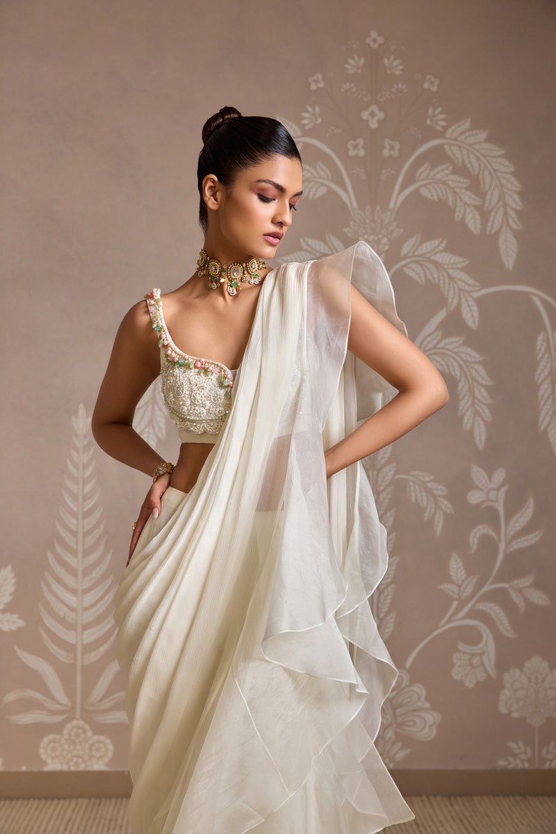 IVORY SAREE SET