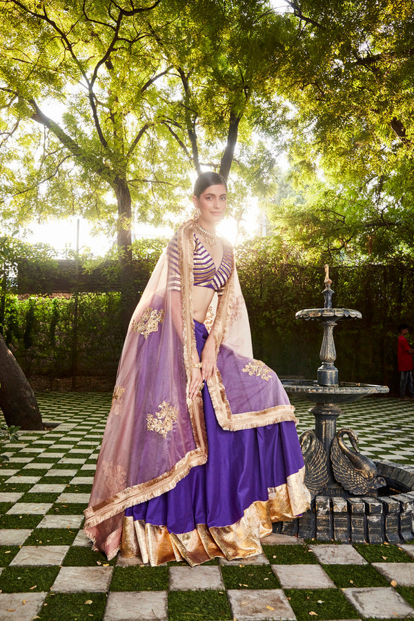 Deep Purple, Powder Pink Lehenga