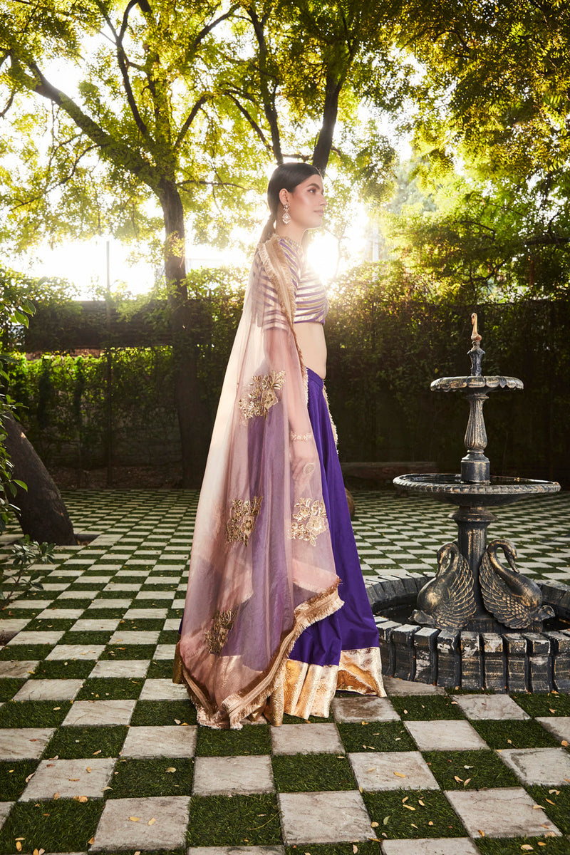 Deep Purple, Powder Pink Lehenga