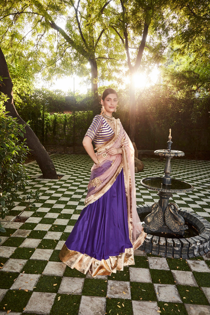 Deep Purple, Powder Pink Lehenga