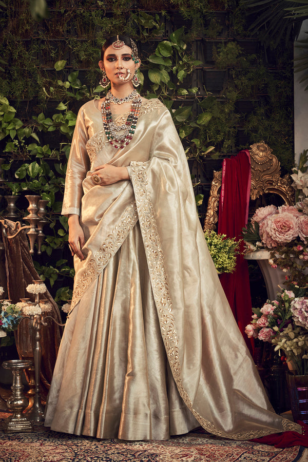 Champagne Lengha Set With Dupatta