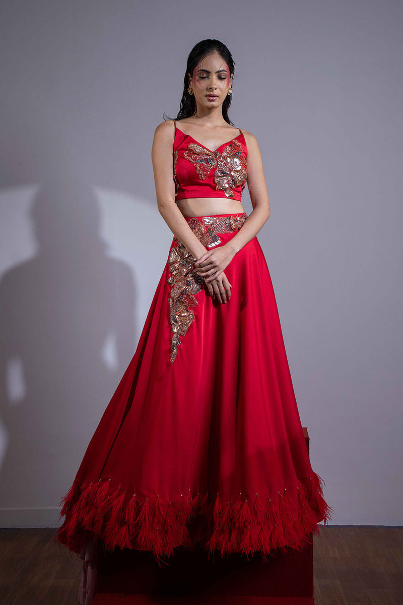 Alwadi Deep v bralet trail dress