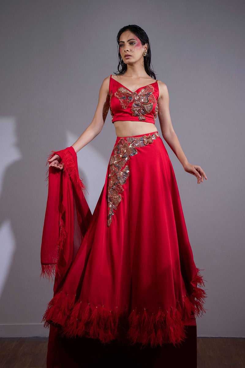 Alwadi Deep v bralet trail dress