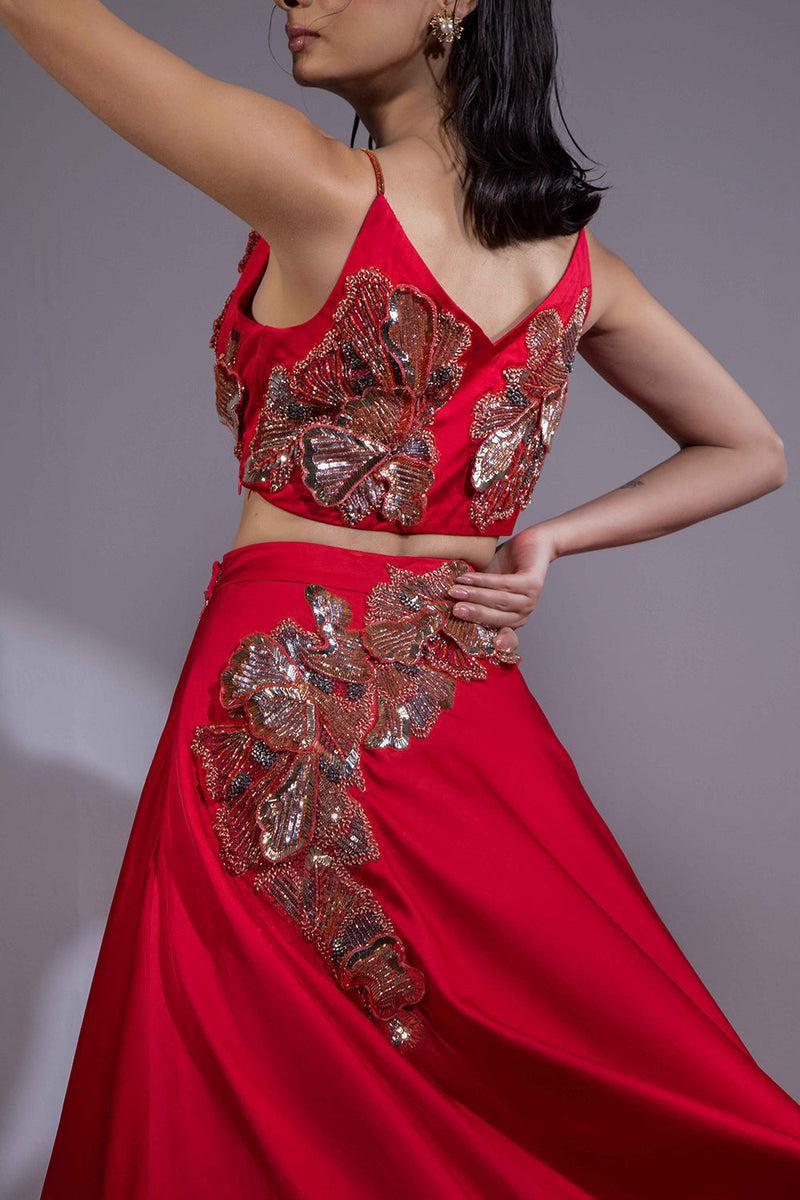 Alwadi Deep v bralet trail dress