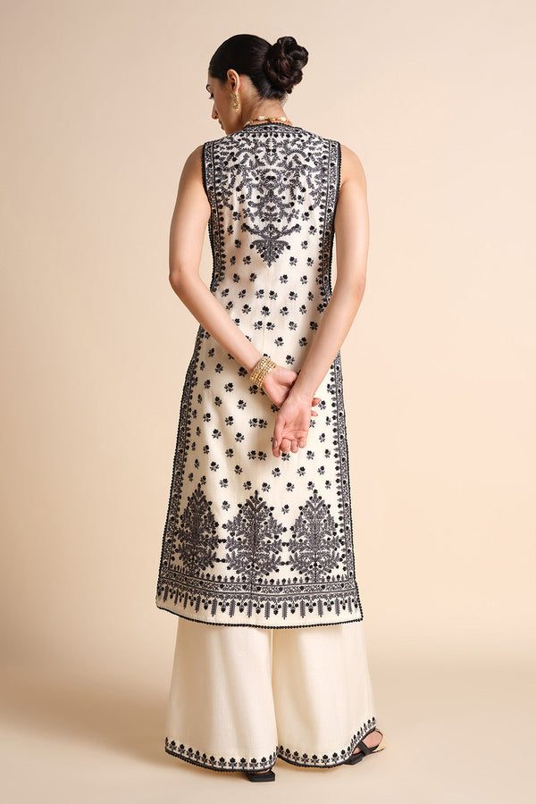 Sawsan Embroidered Mul Tabard Set - White