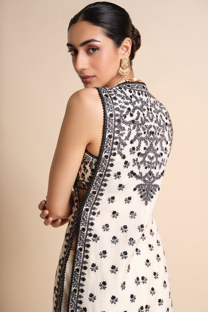 Sawsan Embroidered Mul Tabard Set - White