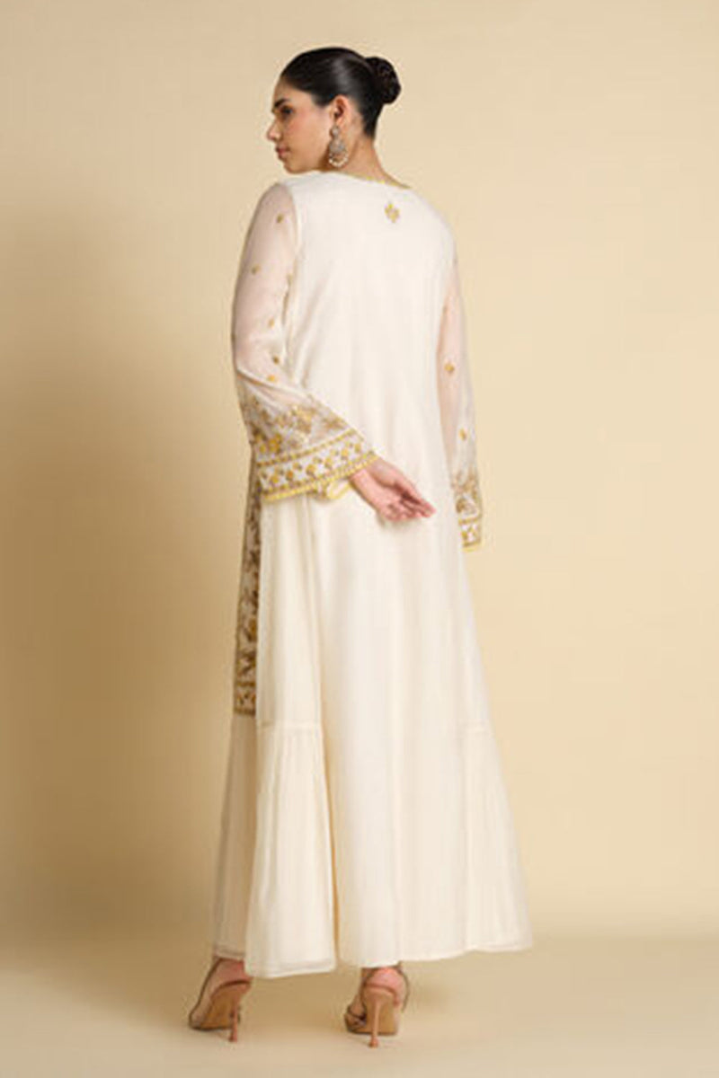 Vriddha Embroidered Mul Kaftan - Natural