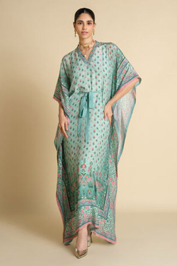 Kirsi Printed Kaftan - Aqua