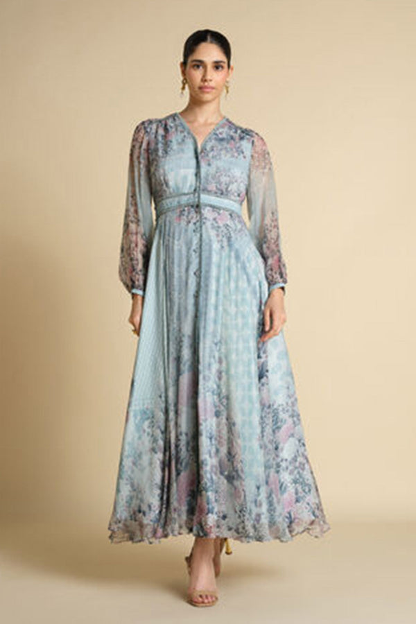 Juri Printed Kaftan - Powder Blue