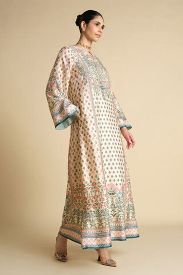 Corvus Embroidered Silk Kaftan - Blush