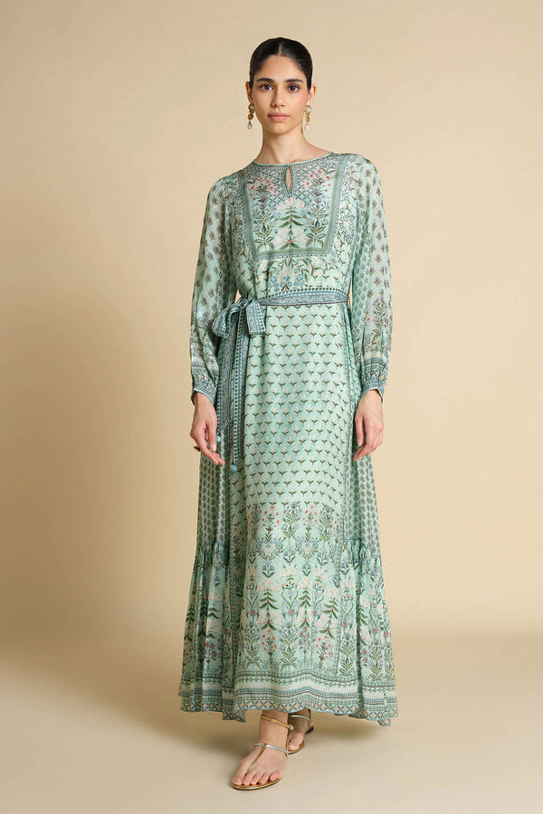 Azhaki Printed Kaftan - Aqua
