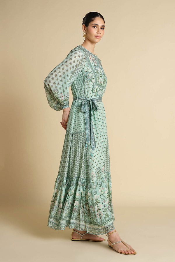 Azhaki Printed Kaftan - Aqua