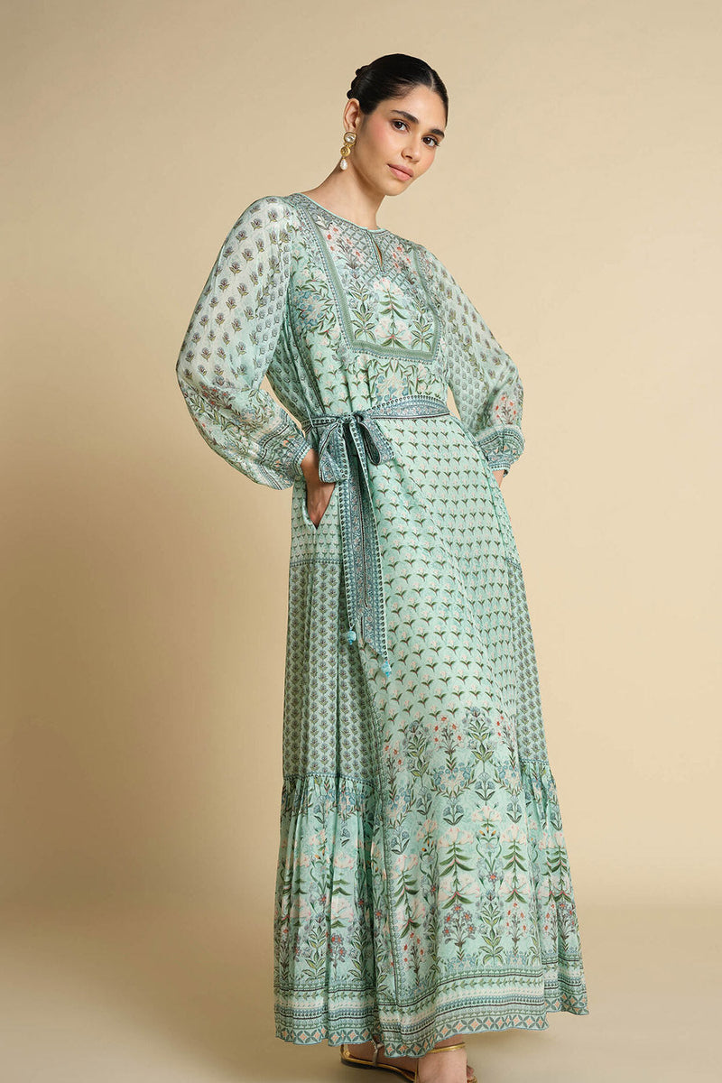 Azhaki Printed Kaftan - Aqua