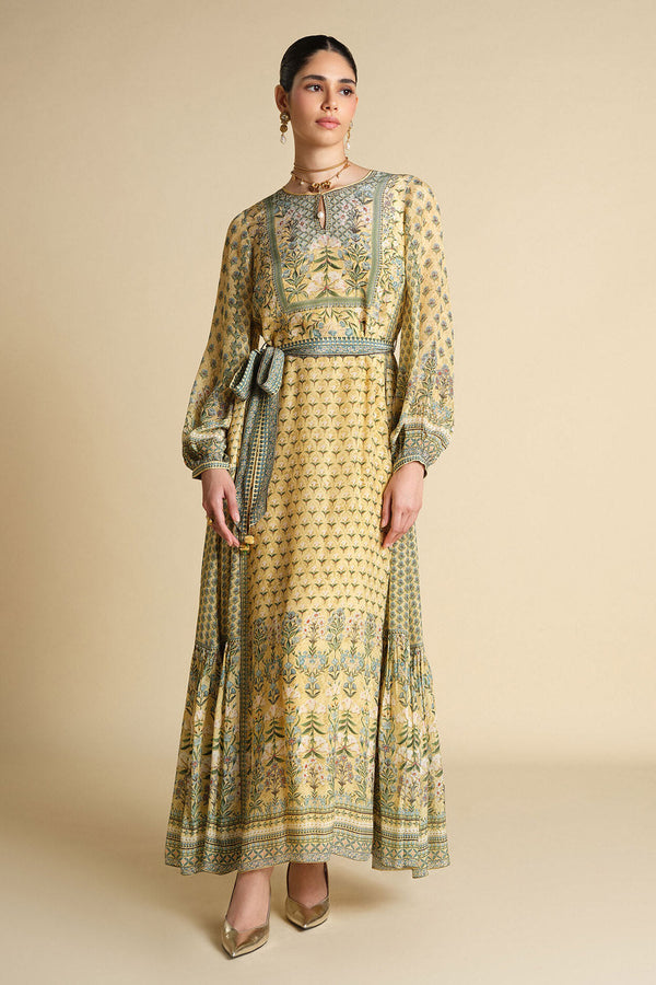 Azhaki Printed Kaftan - Yellow