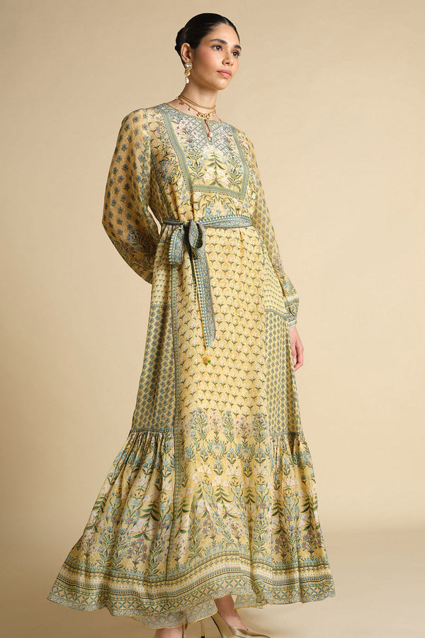Azhaki Printed Kaftan - Yellow