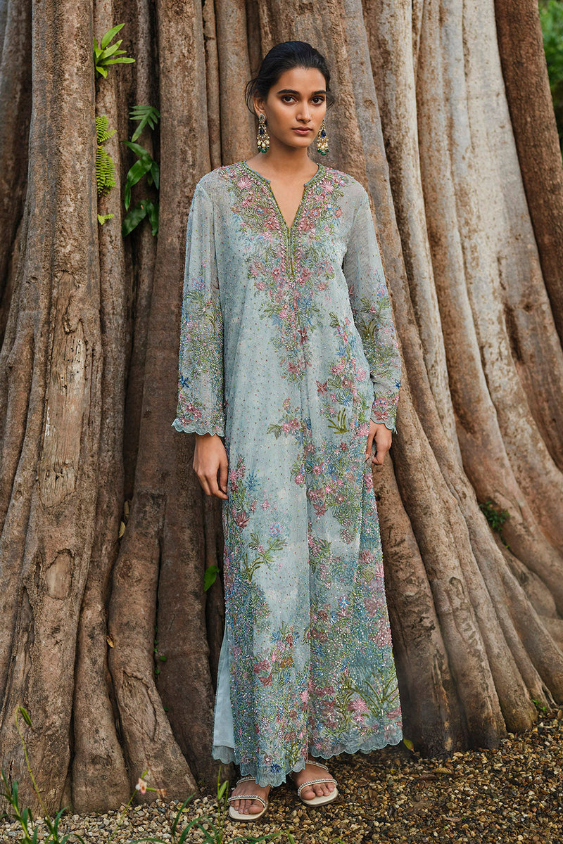 Silaam Printed Kaftan - Powder Blue