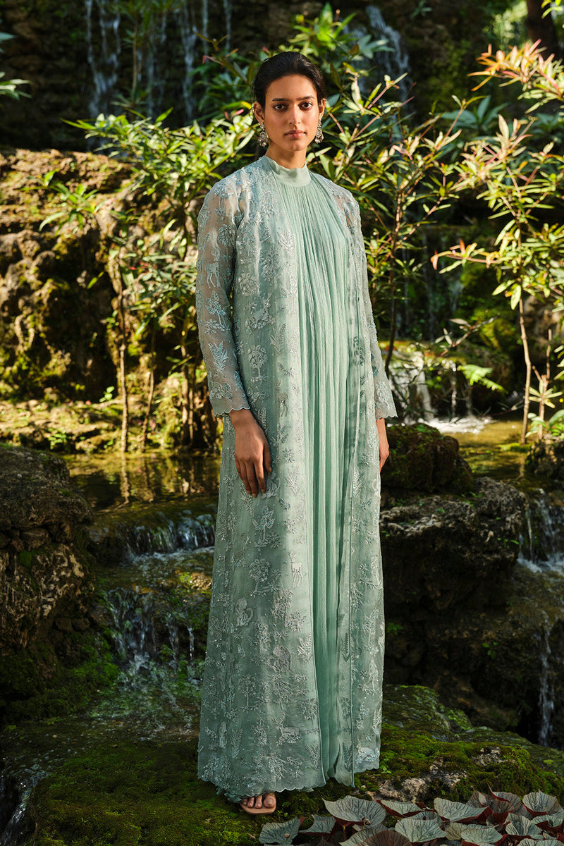 Mountain Mist Embroidered Jacket Set - Powder Blue