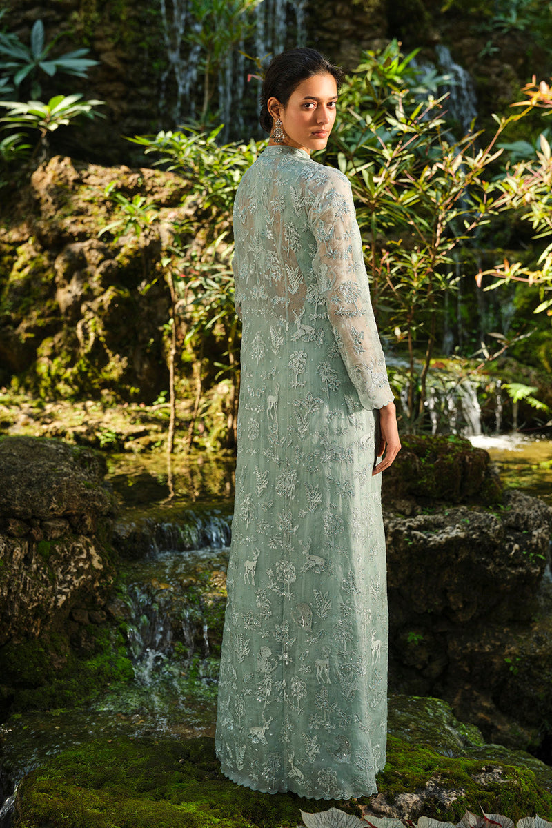 Mountain Mist Embroidered Jacket Set - Powder Blue