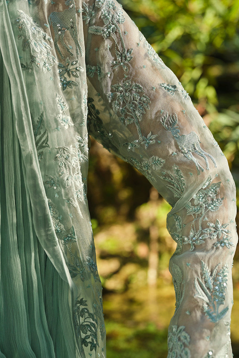 Mountain Mist Embroidered Jacket Set - Powder Blue