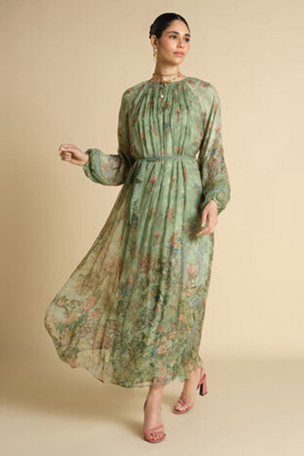 Tayma Printed Kaftan - Sage