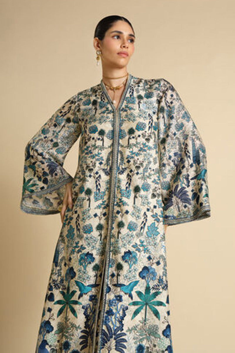 Avis Printed Silk Jacket Set - Beige