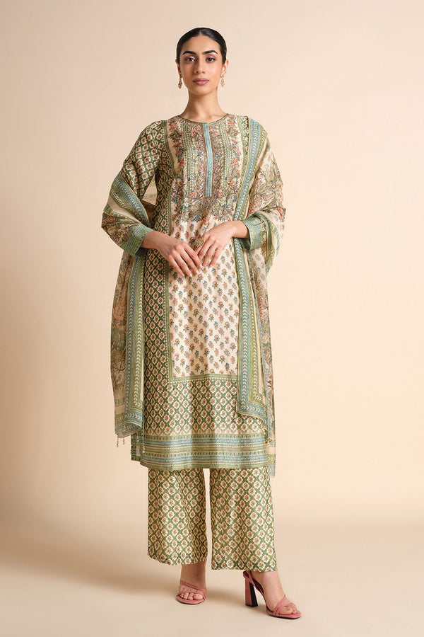 Moira Silk Suit Set - Ivory