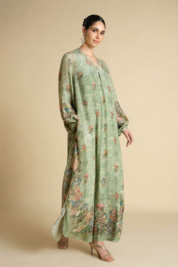 Fareeha Printed Kaftan - Sage
