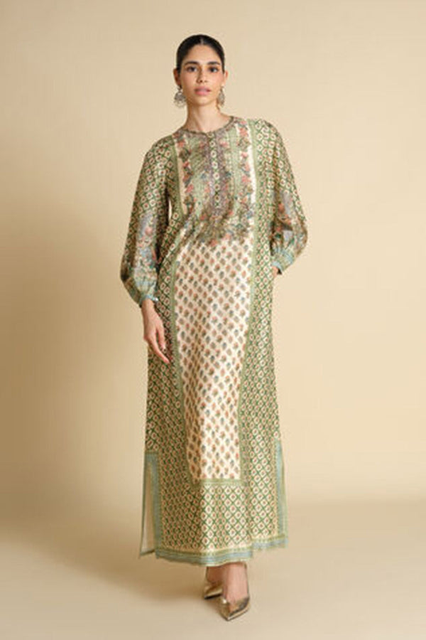 Rhiannon Gota Patti Silk Kaftan - Ivory