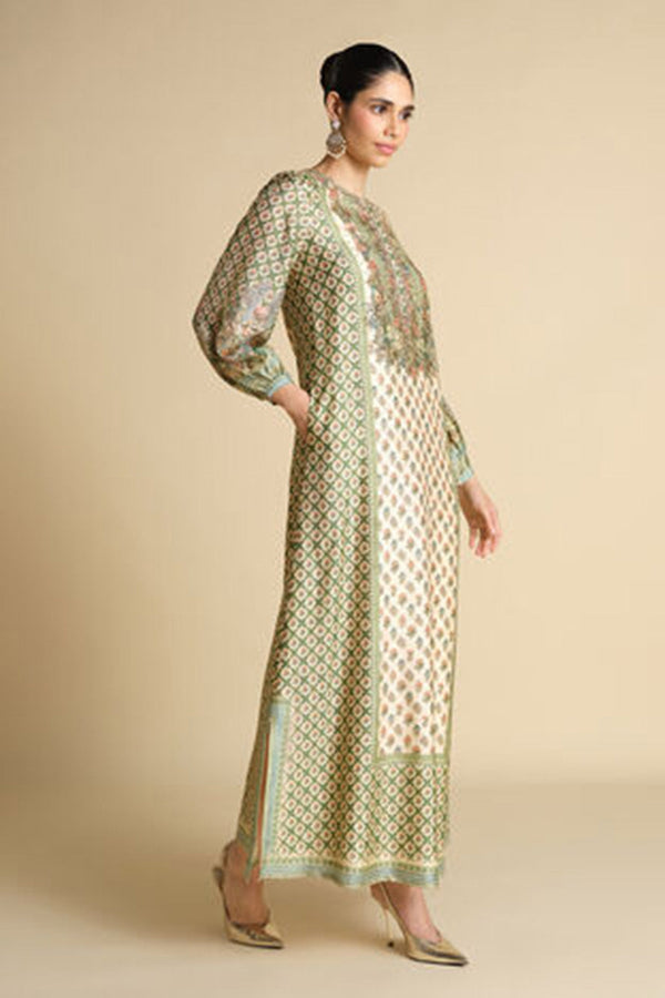 Rhiannon Gota Patti Silk Kaftan - Ivory