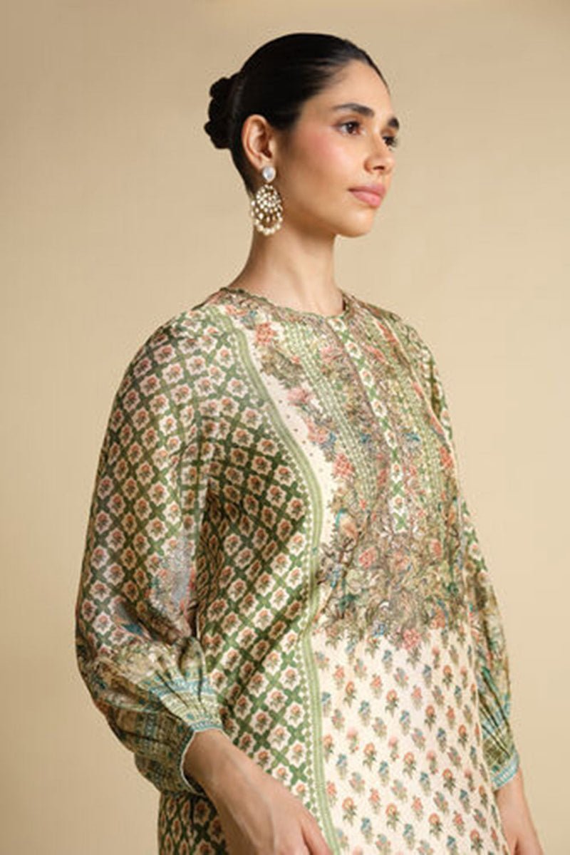 Rhiannon Gota Patti Silk Kaftan - Ivory