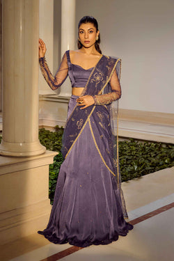 Glam Blue Saree Set