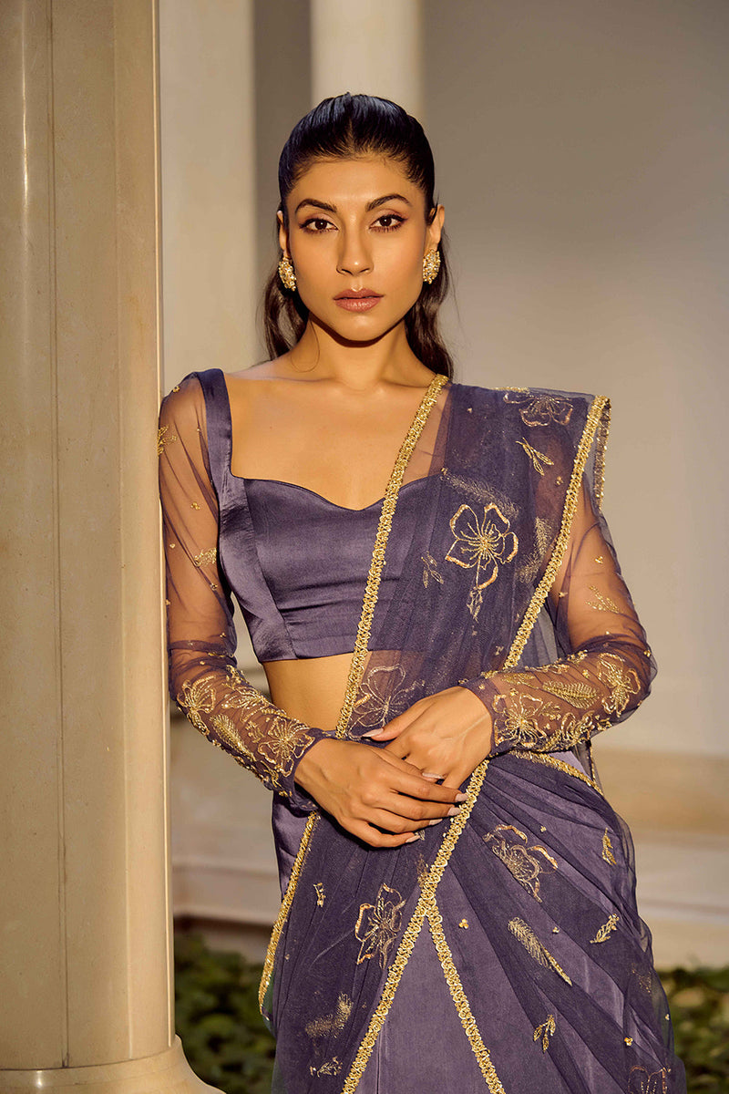 Glam Blue Saree Set