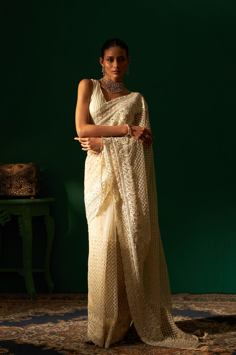 Net With Swaroski Crystal Embroidery Saree