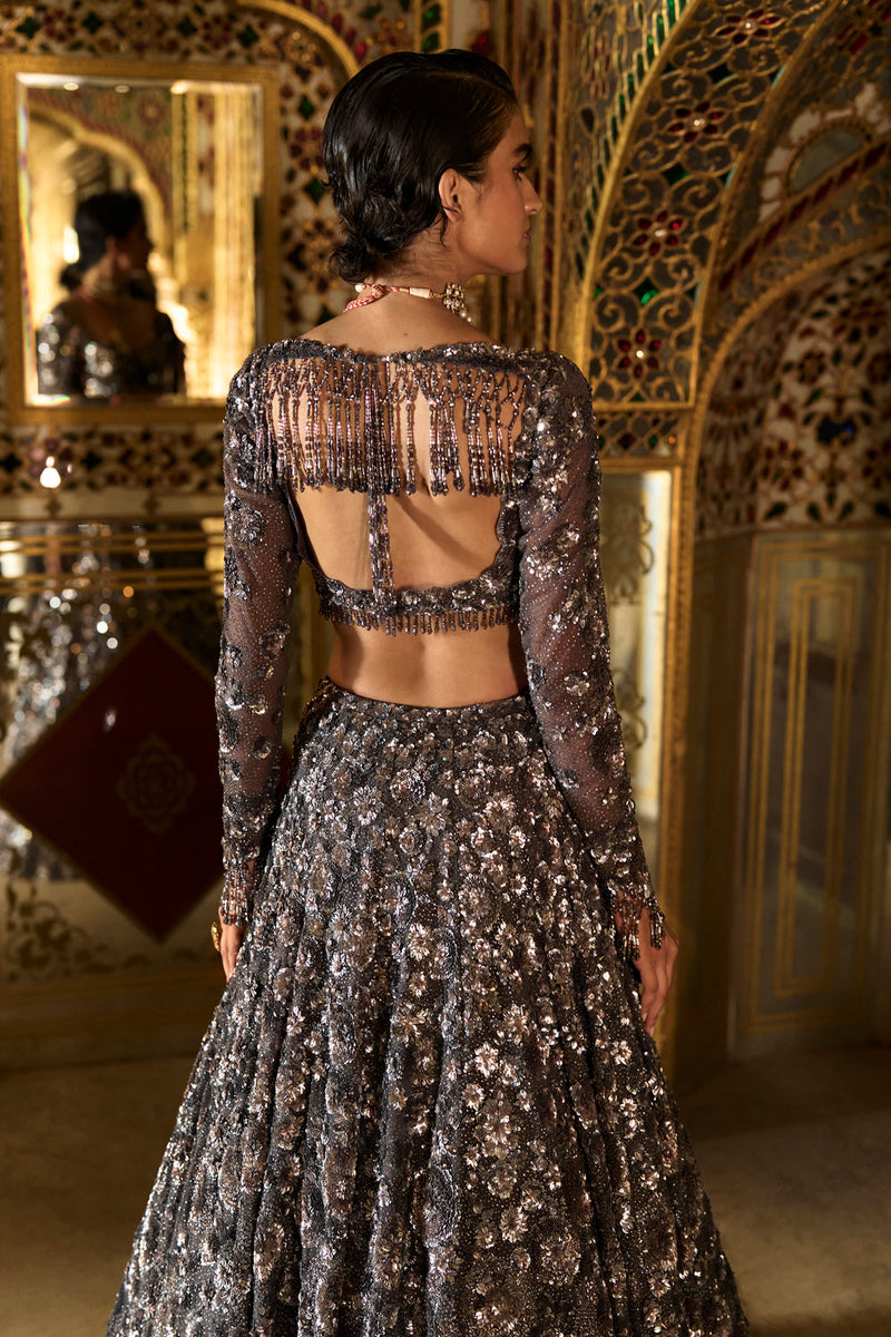 Charcoal Sequin Lehenga Set