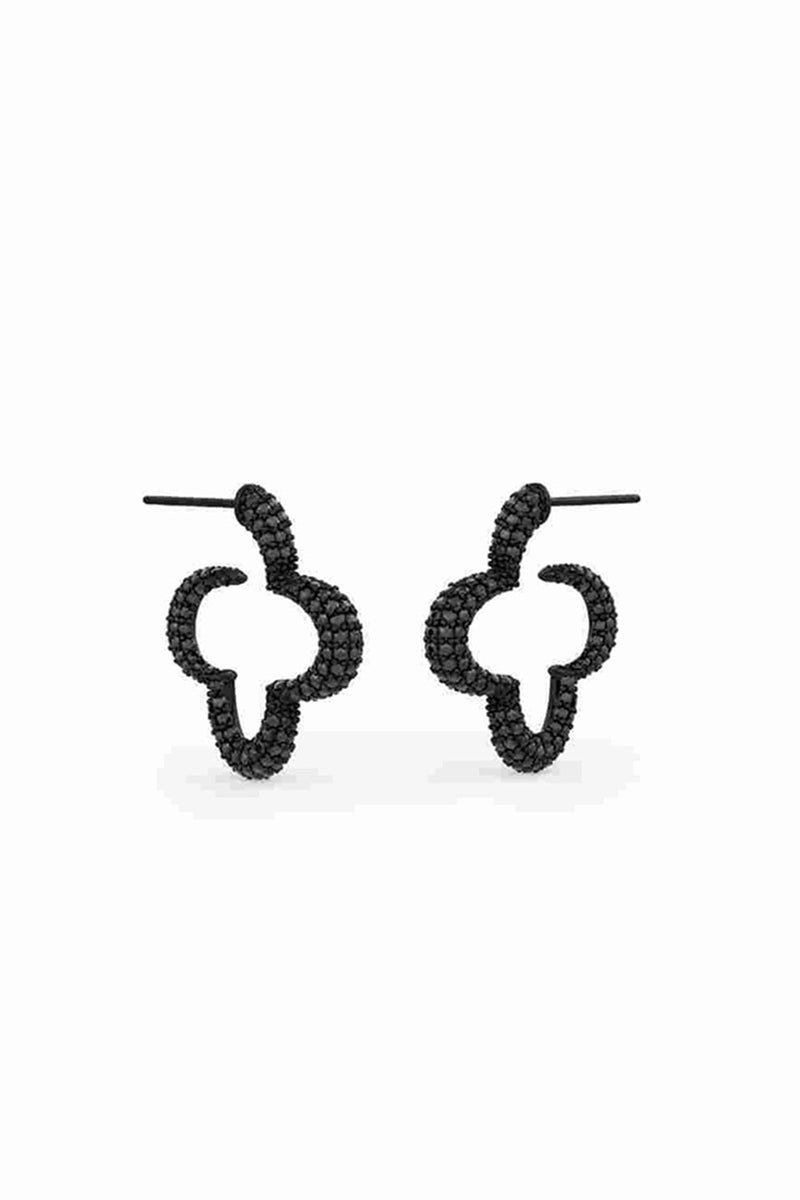 Hoops 
With Black Prong Set Crystals