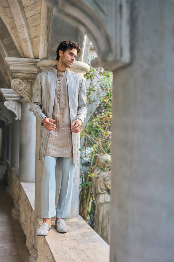 Sage Green Open Jacket Set