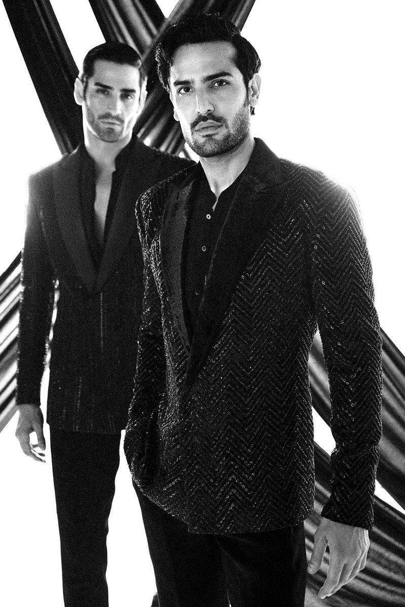 Black  velvet chevron jacket