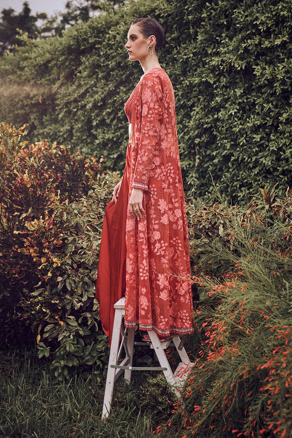 Red orange applique cape