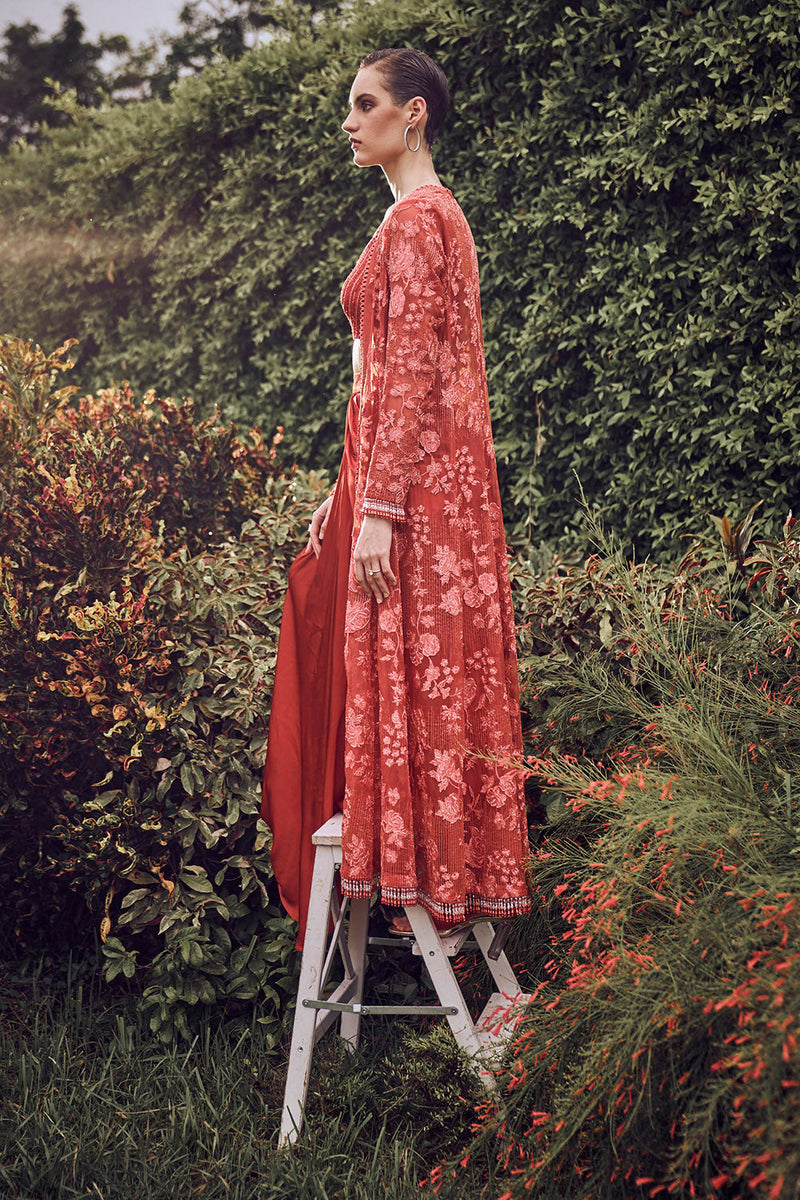 Red orange applique cape