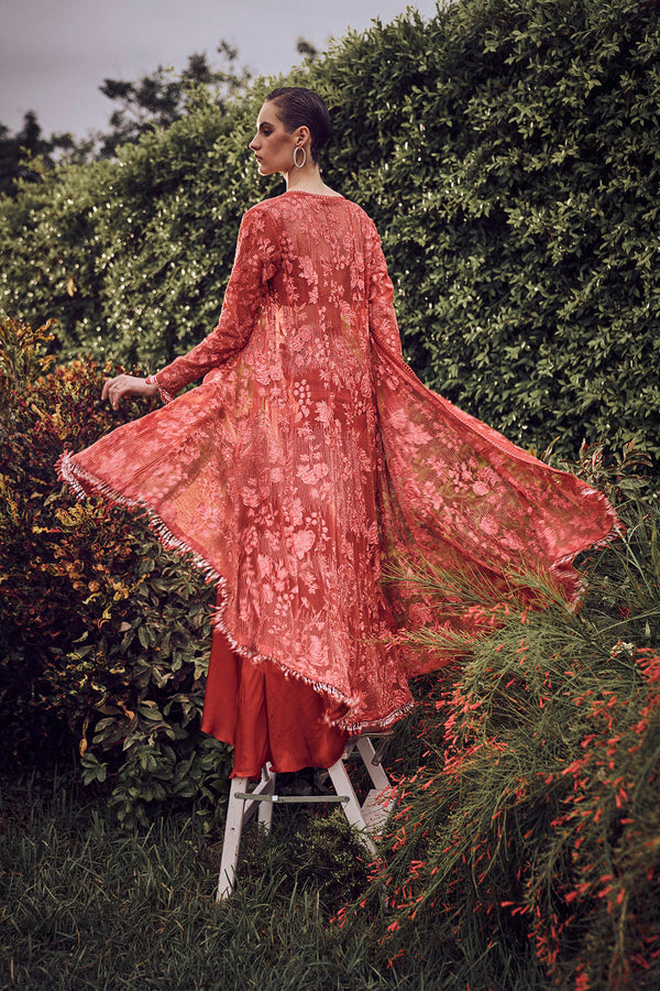 Red orange applique cape