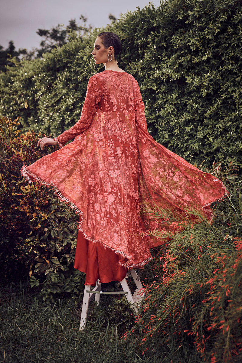 Red orange applique cape